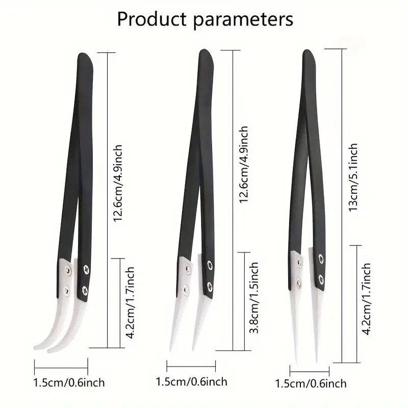 Isolation Tweezer Curved - Ceramic antistatic tweezers, industrial stainless steel