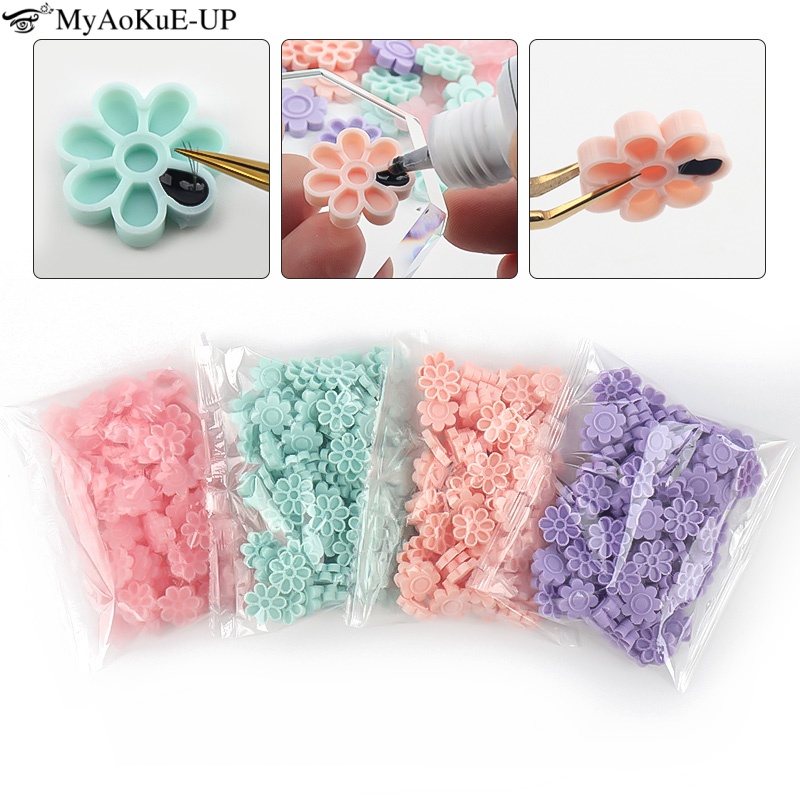 Eyelash Extension Repair - 100pcs Eyelash Extension Glue Holder Cup