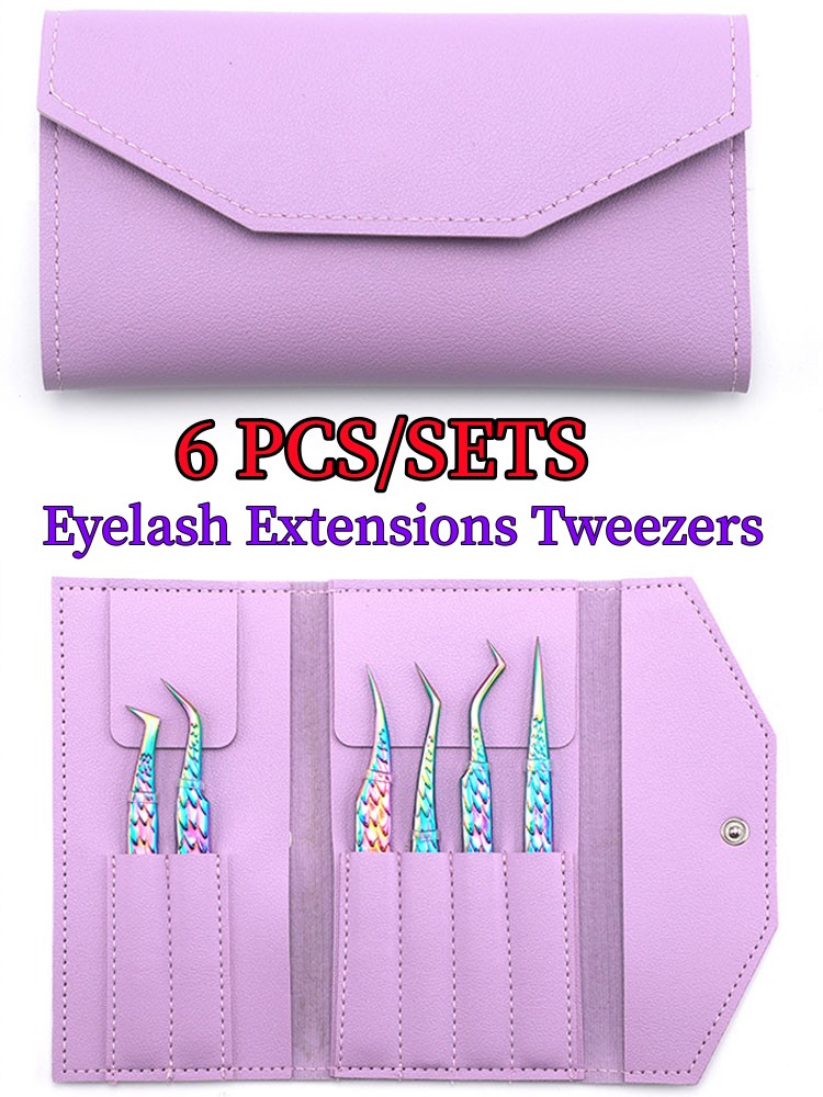 6PCS Eyelashes Tweezers Set Cu - Isolation Tweezer Curved review and price