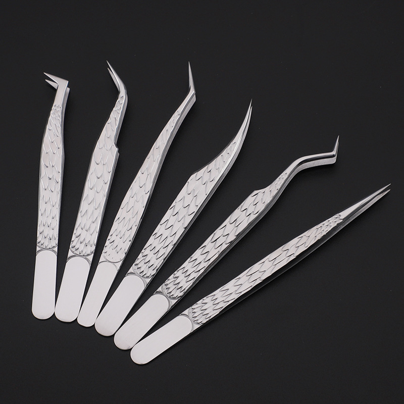 6PCS Eyelashes Tweezers Set Cu - Isolation Tweezer Curved review and price