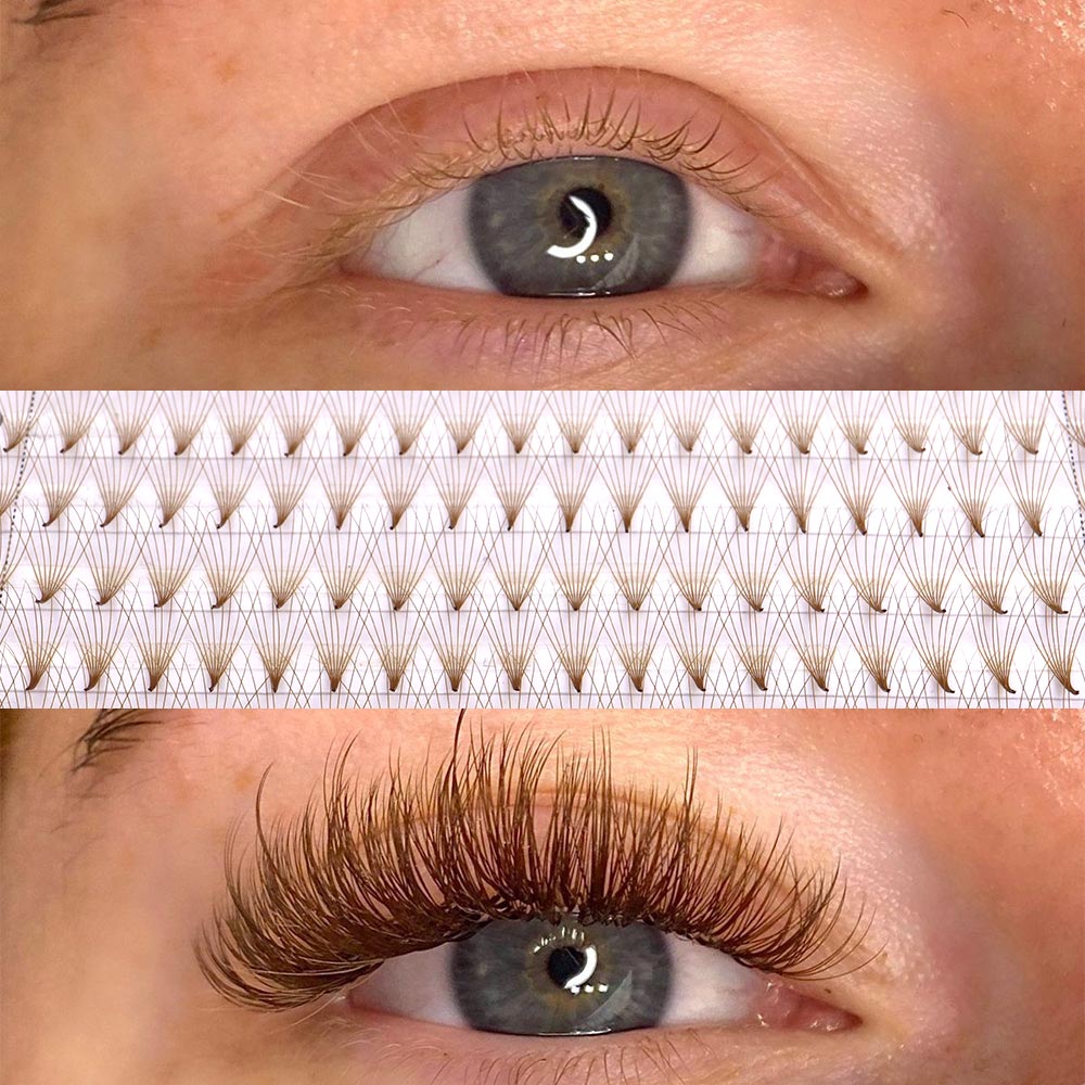 320 Colored Pointy Base Brown  - Eyelash Extension Russian review and price