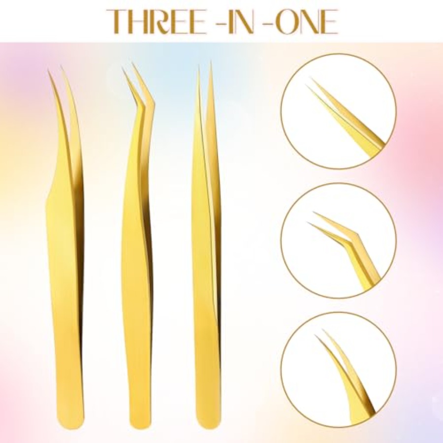 3 PCS Lash Tweezers for Eyelas - Isolation Tweezer Curved review and price